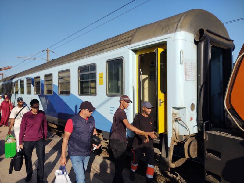 Arriving at Marrakech on the overnight train from Tangier.