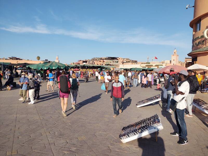 Afternoon on Sāḥat Jāmi' al-Fanā', or The Mosque at the End of the World, in central Marrakech.