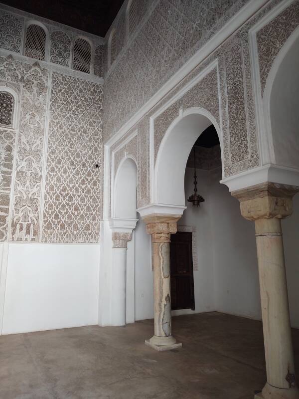Small prayer hall in the Ben Youssef madrasa in the medina of Marrakech.
