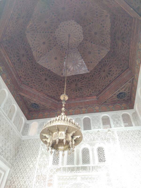 Ceiling of small prayer hall in the Ben Youssef madrasa in the medina of Marrakech.