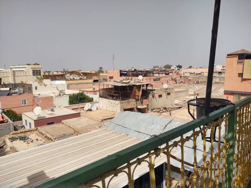 View over the Marrakech medina from the rooftop of a tea shop.
