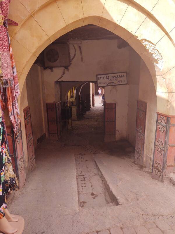 Entry to a funduq in the medina in Marrakech.