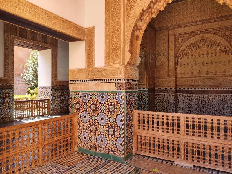 Interior of eastern loggia of Eastern Sanctuary in the Saadian Tombs complex.