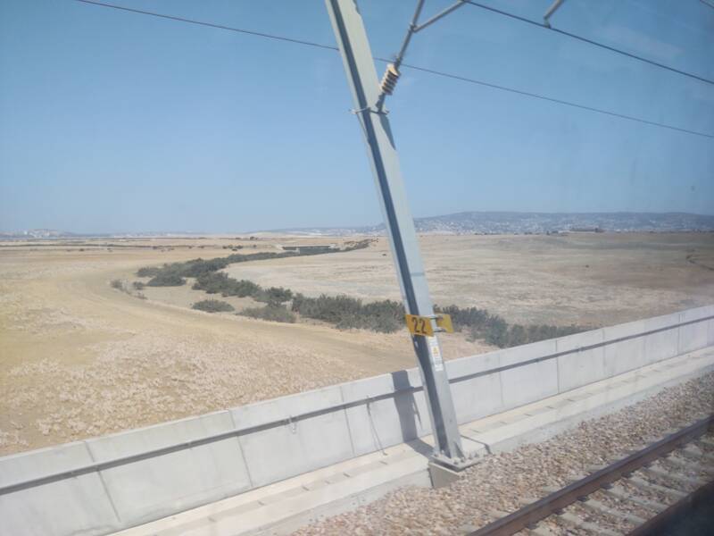View from on board the high-speed Al Boraq train in Morocco.