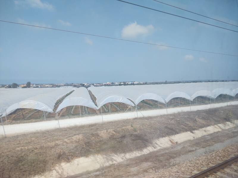 View from on board the high-speed Al Boraq train in Morocco.