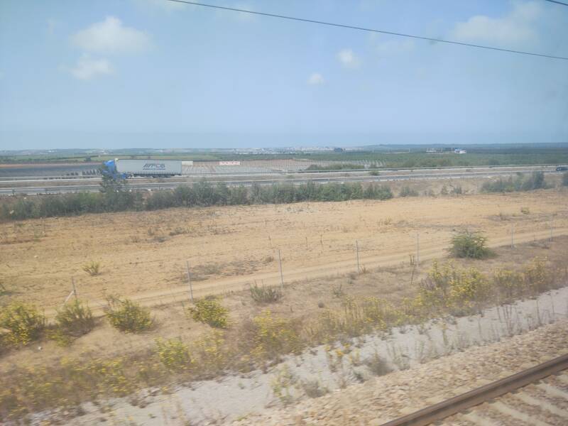 View from on board the high-speed Al Boraq train in Morocco.