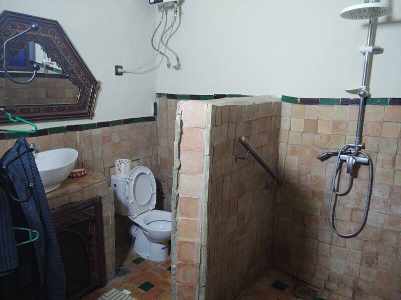 My bathroom in my guesthouse in the medina in Meknès.