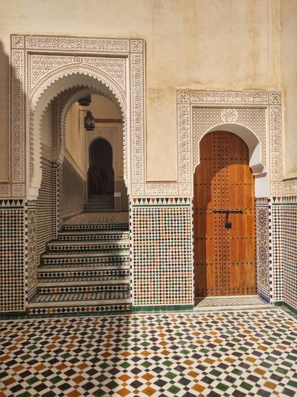 Door to second courtyard in the Mausoleum of Moulay Ismail.