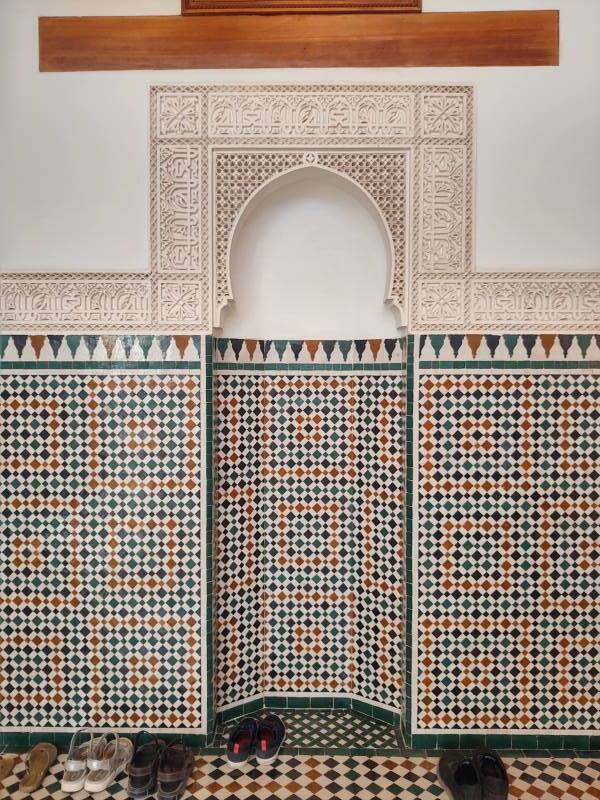 Mihrab in the covered courtyard in the Mausoleum of Moulay Ismail.