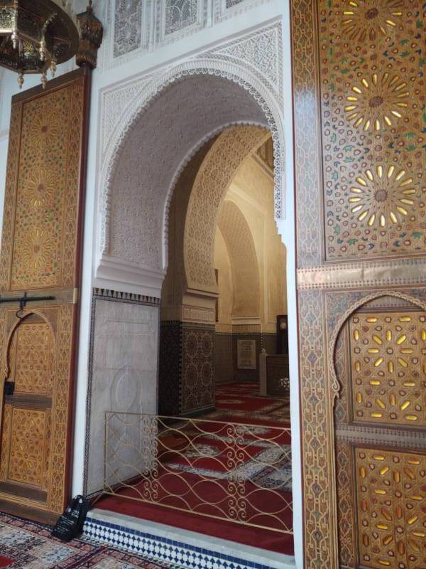 Doorway to the inner chamber of the Mausoleum of Moulay Ismail.