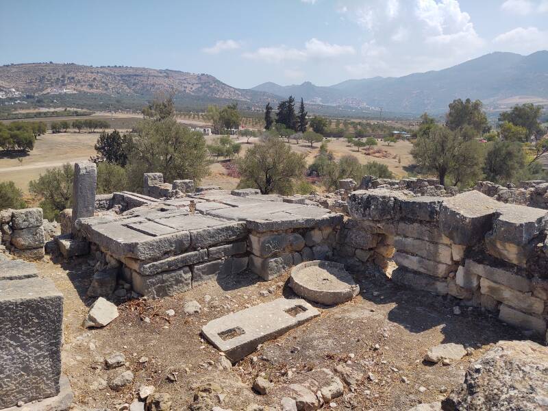 Olive processing equipment at the Volubilis archaeological site in Morocco.