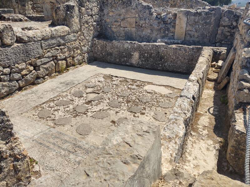 Latrine in the House of Orpheus at the Volubilis archaeological site in Morocco.