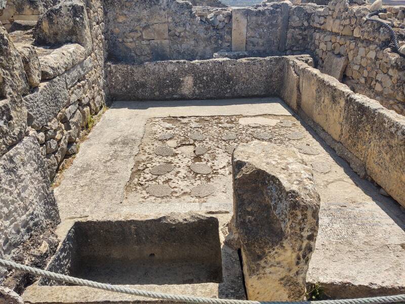 Latrine in the House of Orpheus at the Volubilis archaeological site in Morocco.