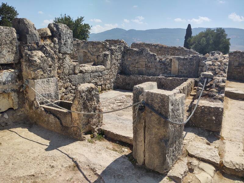Latrine in the House of Orpheus at the Volubilis archaeological site in Morocco.