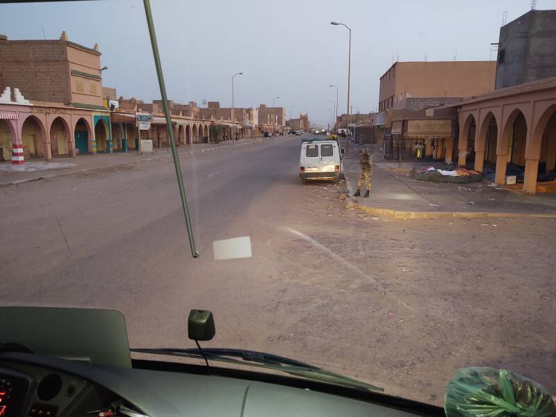 View from seat #3, the best seat in the bus, up the highway through Tagounite.