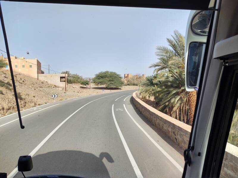 Ksar or kasbah community surrounded by a date palm oasis in the Draa Wadi north of Zagora.