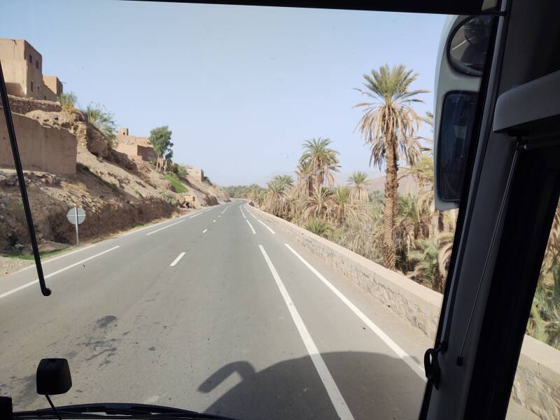 Ksar or kasbah community surrounded by a date palm oasis in the Draa Wadi north of Zagora.