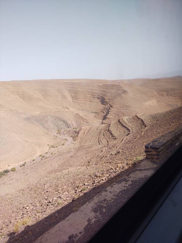 Deep dry canyons in the Atlas Mountains west of Ouarzazate.