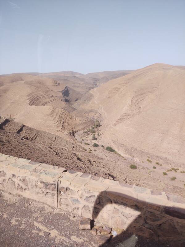 Deep dry canyons in the Atlas Mountains west of Ouarzazate.