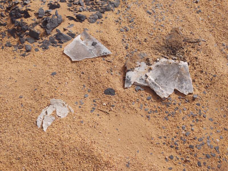 Mica flakes near the well.