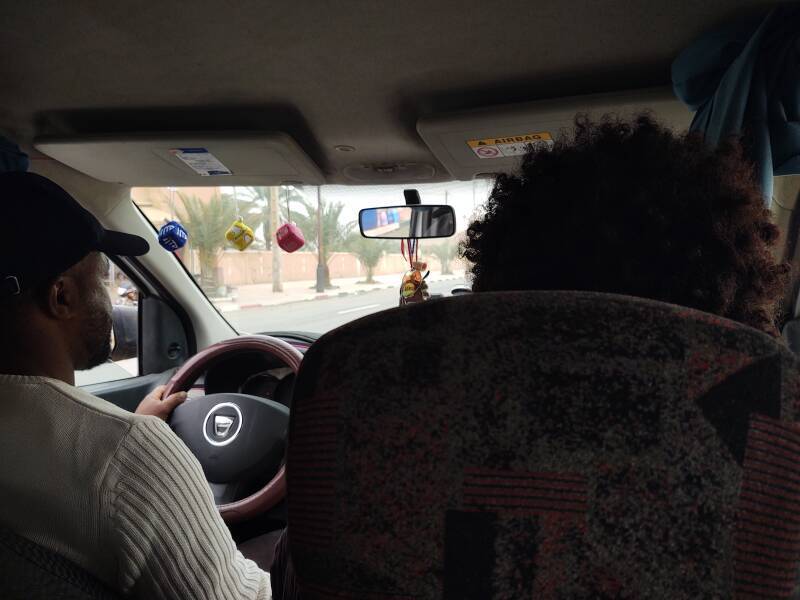 In the back seat of a shared car from Zagora to M'Hamid el Ghizlane.