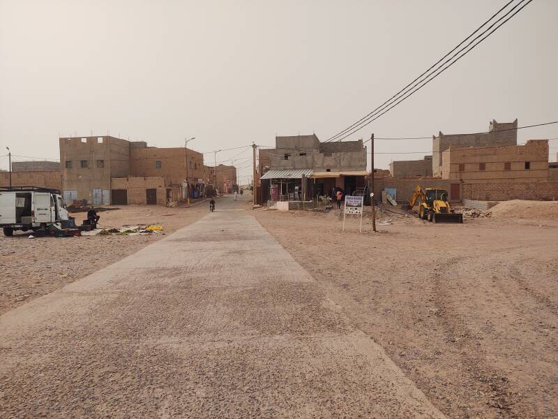 Taxi drop-off area in M'Hamid, the south end of National Highway N9.