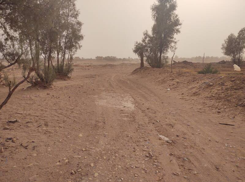 Approaching the Draa wadi in M'Hamid el Ghizlane.