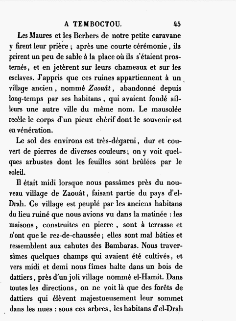 Page 45 of 'Journal d'un Voyage à Temboctou et à Jenné dans l'Afrique Centrale'