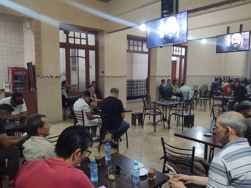Evening in a café in the medina in Tangier.