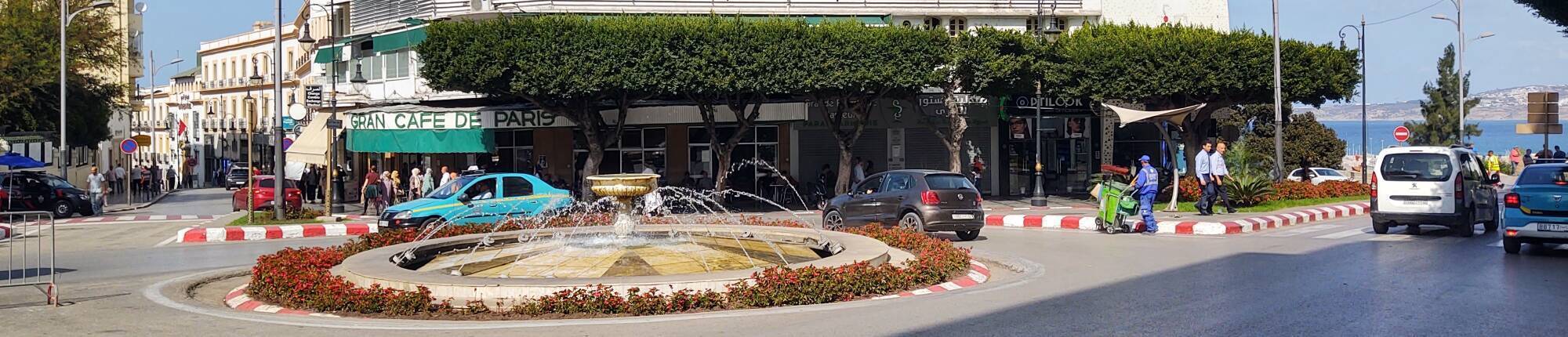 Gran Café de Paris at the traffic circle at the end of Boulevard Pasteur in Tangier.