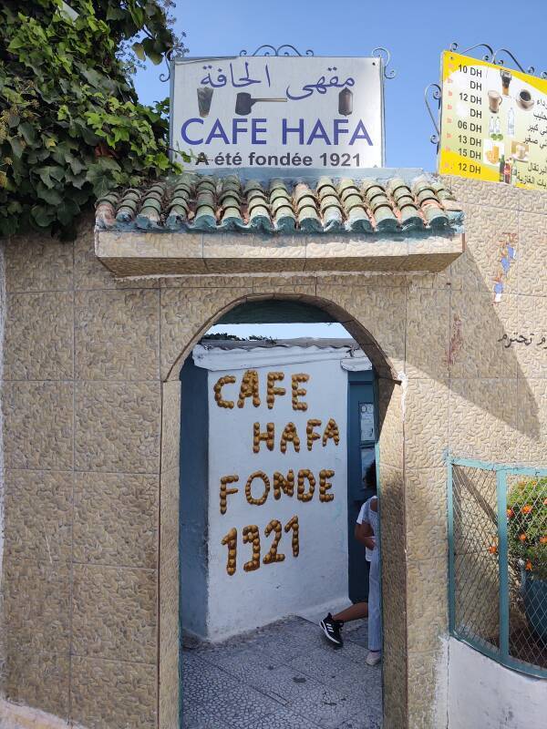 Entrance to Café Hafa in Tangier.