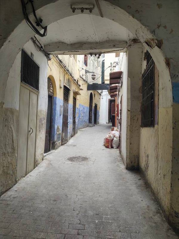 Narrow lane within the Tangier medina.