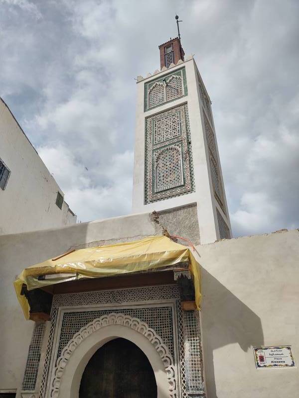 Mosque being repaired in Place Aissawa in the Tangier medina.