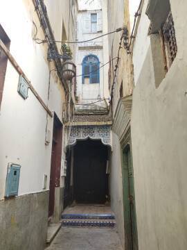 Narrow passageway in the medina in Tangier.