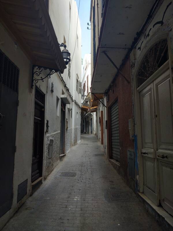 Narrow passage in the medina in Tangier.