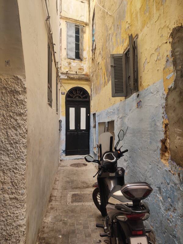 Short derb, a dead-end passage, leading to a residence's door in the medina in Tangier.