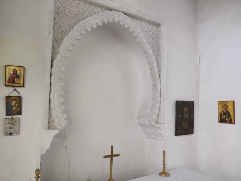 Icons in the sanctuary of Saint Andrew's Anglican church in Tangier.