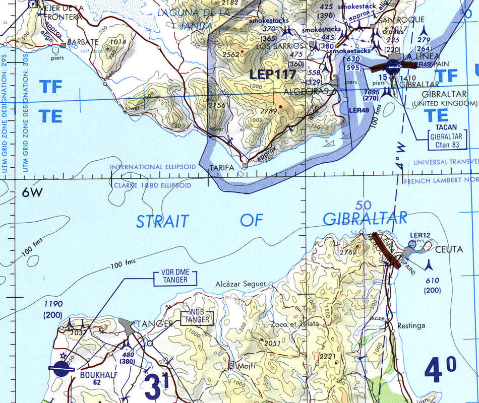 Portion of Tactical Pilotage Chart TPC G-1D from the Perry Castañeda Library Map Collection at the University of Texas.