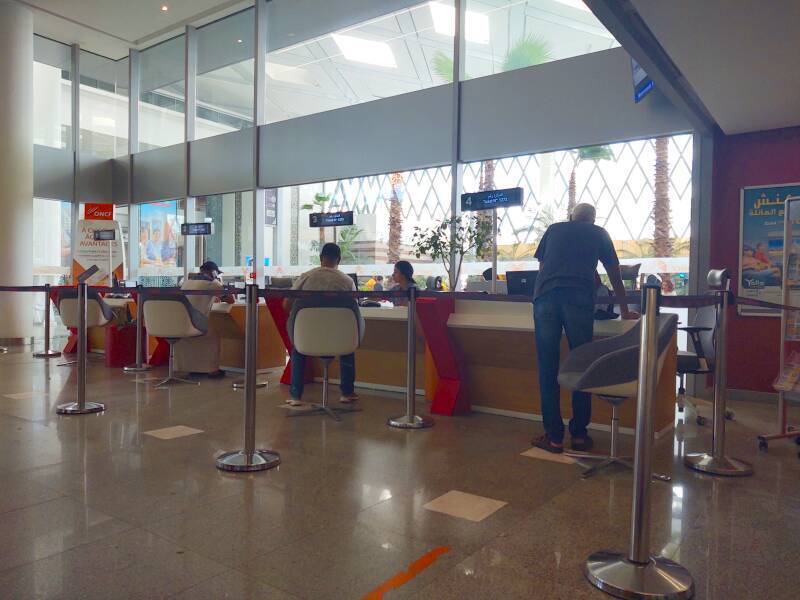 Buying tickets at Tangier Ville station.