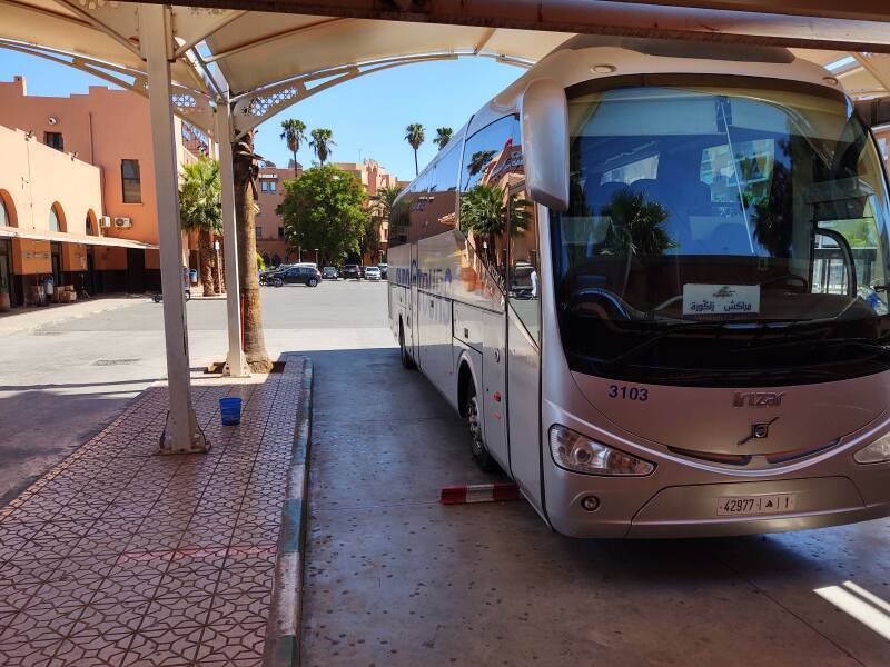 Bus ready to travel from Marrakech to Zagora.