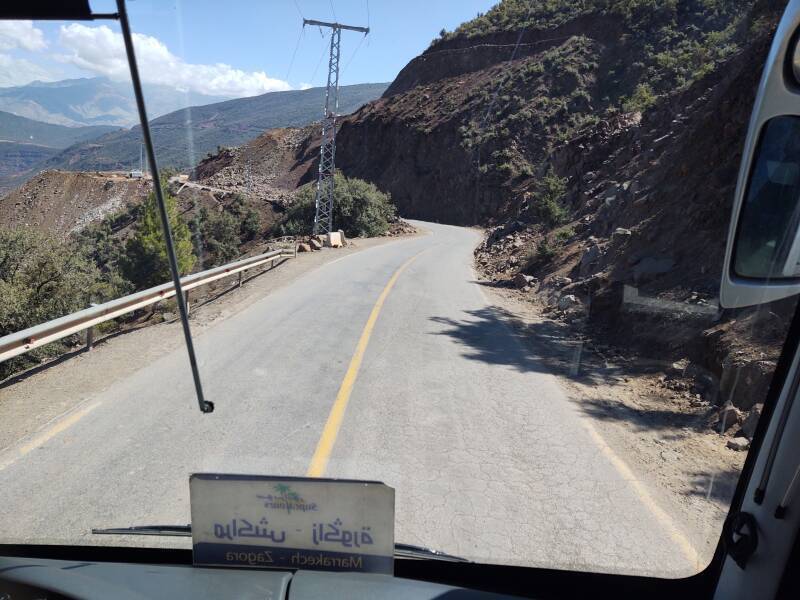 Climbing into the Atlas Mountains on the bus from Marrakech to Zagora.