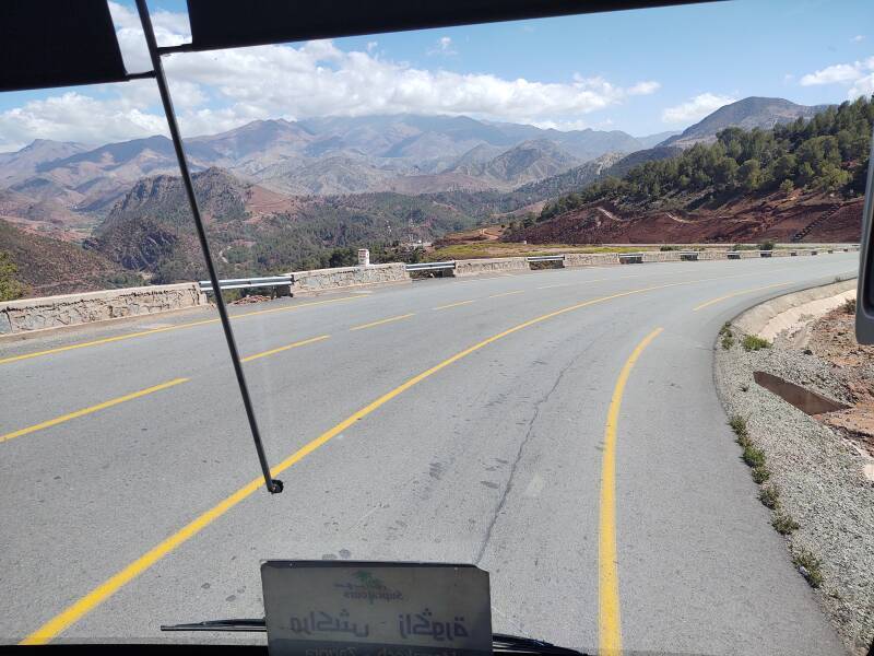 Climbing into the Atlas Mountains on the bus from Marrakech to Zagora.