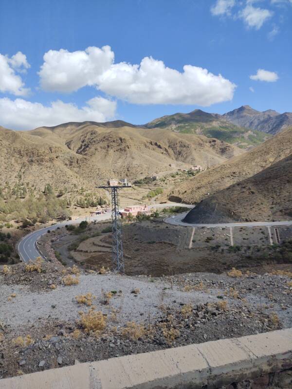 Twisting road through the Atlas Mountains.