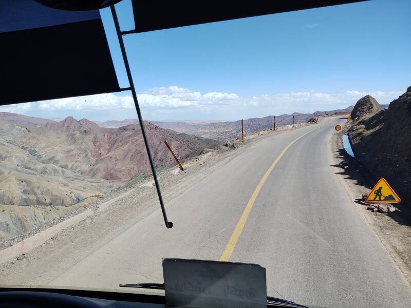 Construction work on a road through the Atlas Mountains.