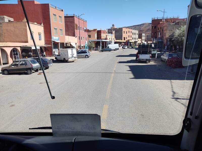 Businesses along the road in Agouim in the Atlas Mountains.