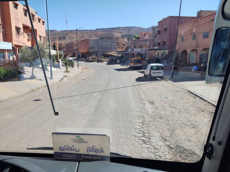 Businesses along the road in Agouim in the Atlas Mountains.