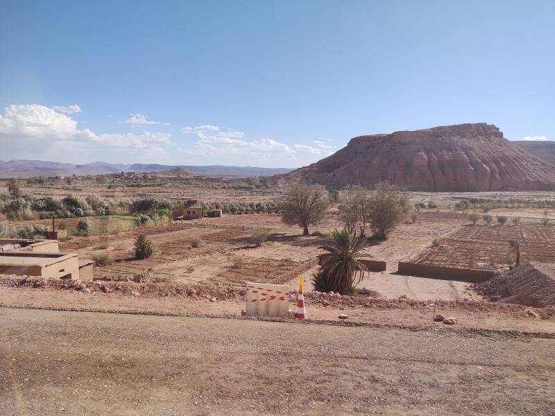 A mesa rises out of the stony desert on the bus from Marrakech to Zagora.