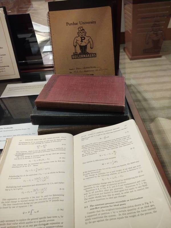 Some of Neil Armstrong's textbooks from his time studying engineering at Purdue University.