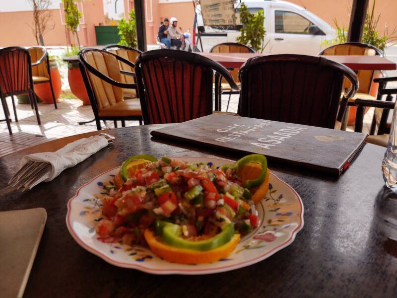 Moroccan style salad in Zagora, Morocco.