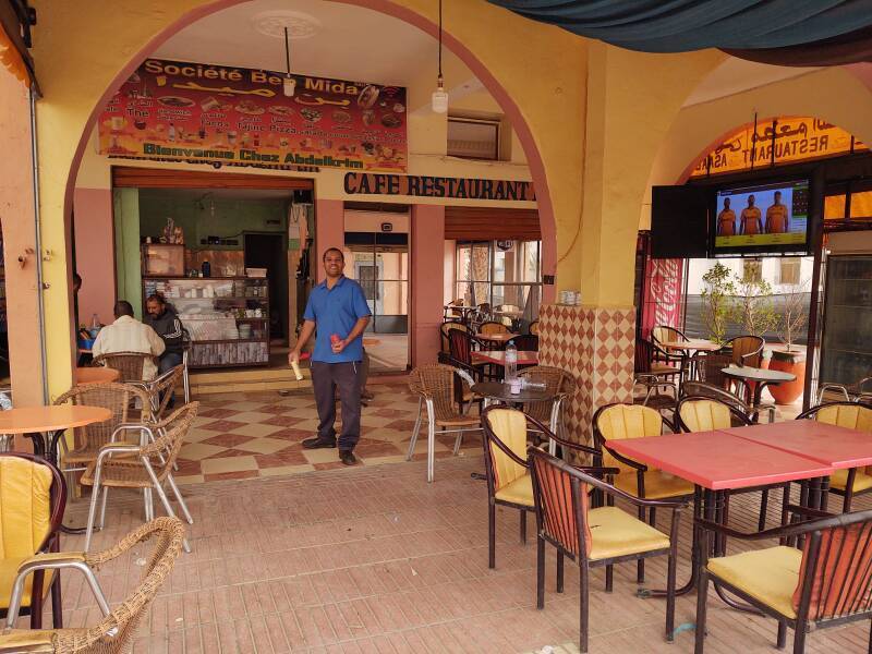 Greeted by a happy waiter in a café in Zagora, Morocco.